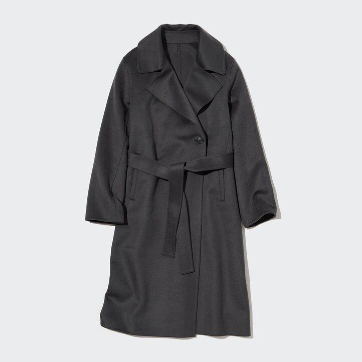 Grey Uniqlo Wool Blend Oversized Long Coat | OEIGQ-9632