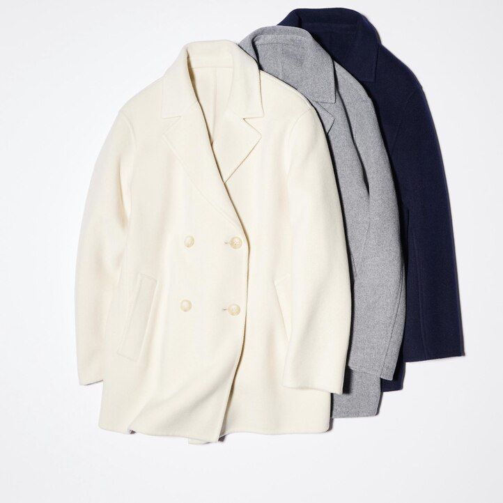 Grey Uniqlo Wool Blend Short Coat | ACVJS-9237