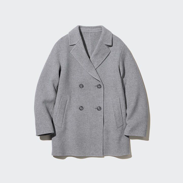 Grey Uniqlo Wool Blend Short Coat | ACVJS-9237