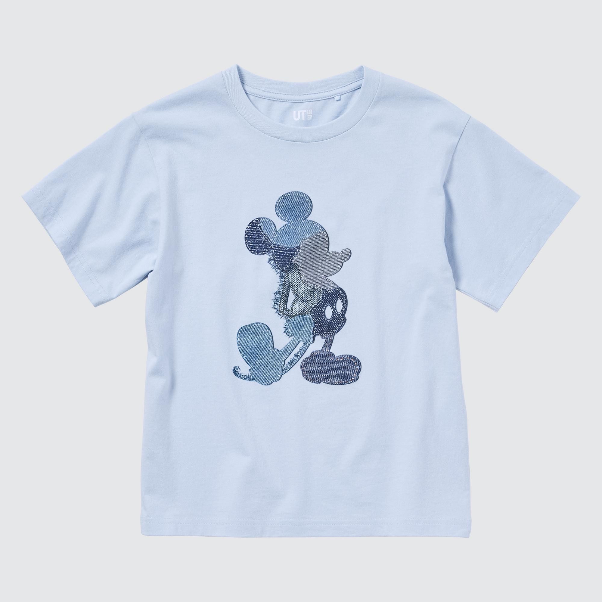 Light Blue Uniqlo Mickey Stands Ut Graphic T-Shirt | RXYIS-1958