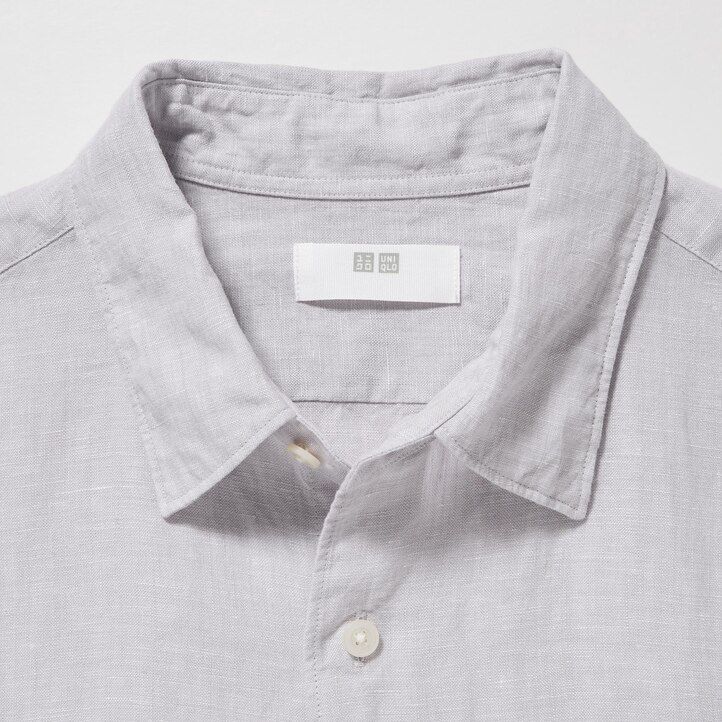 Light Green Uniqlo 100pct Premium Linen Regular FiT-Shirt Regular Collar | XHKFR-8142