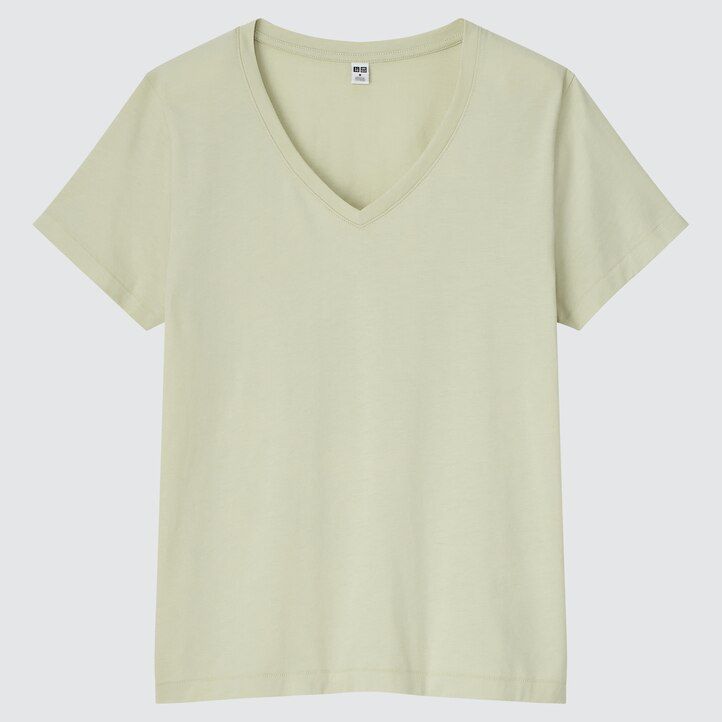 Light Green Uniqlo 100pct Supima Cotton V Neck T-Shirt | IVUKW-1852