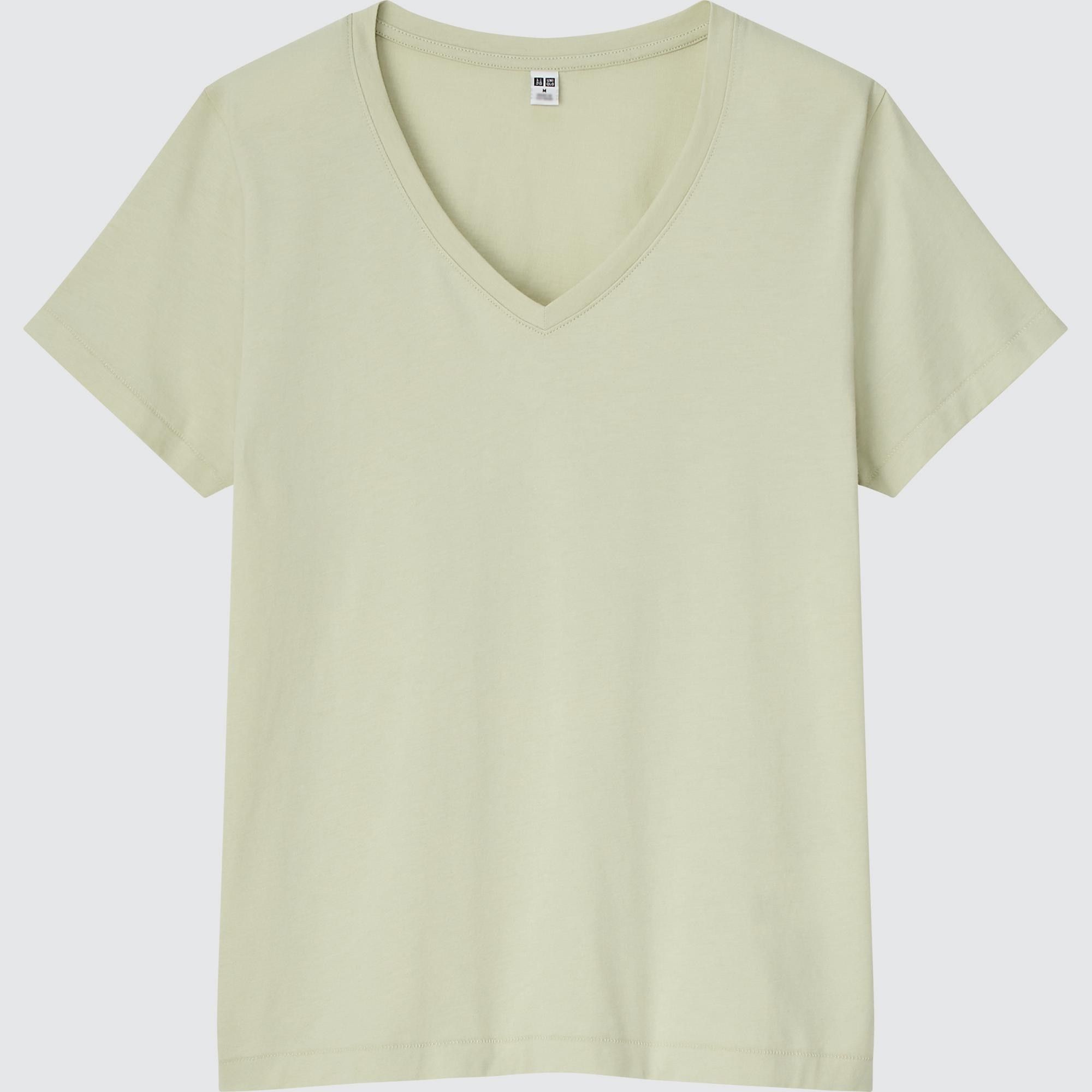 Light Green Uniqlo 100pct Supima Cotton V Neck T-Shirt | IVUKW-1852