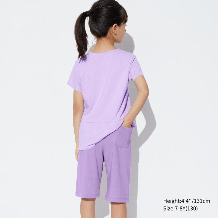 Light Green Uniqlo Girls Airism Cotton Blend Short Sleeved Set | KAVES-4057