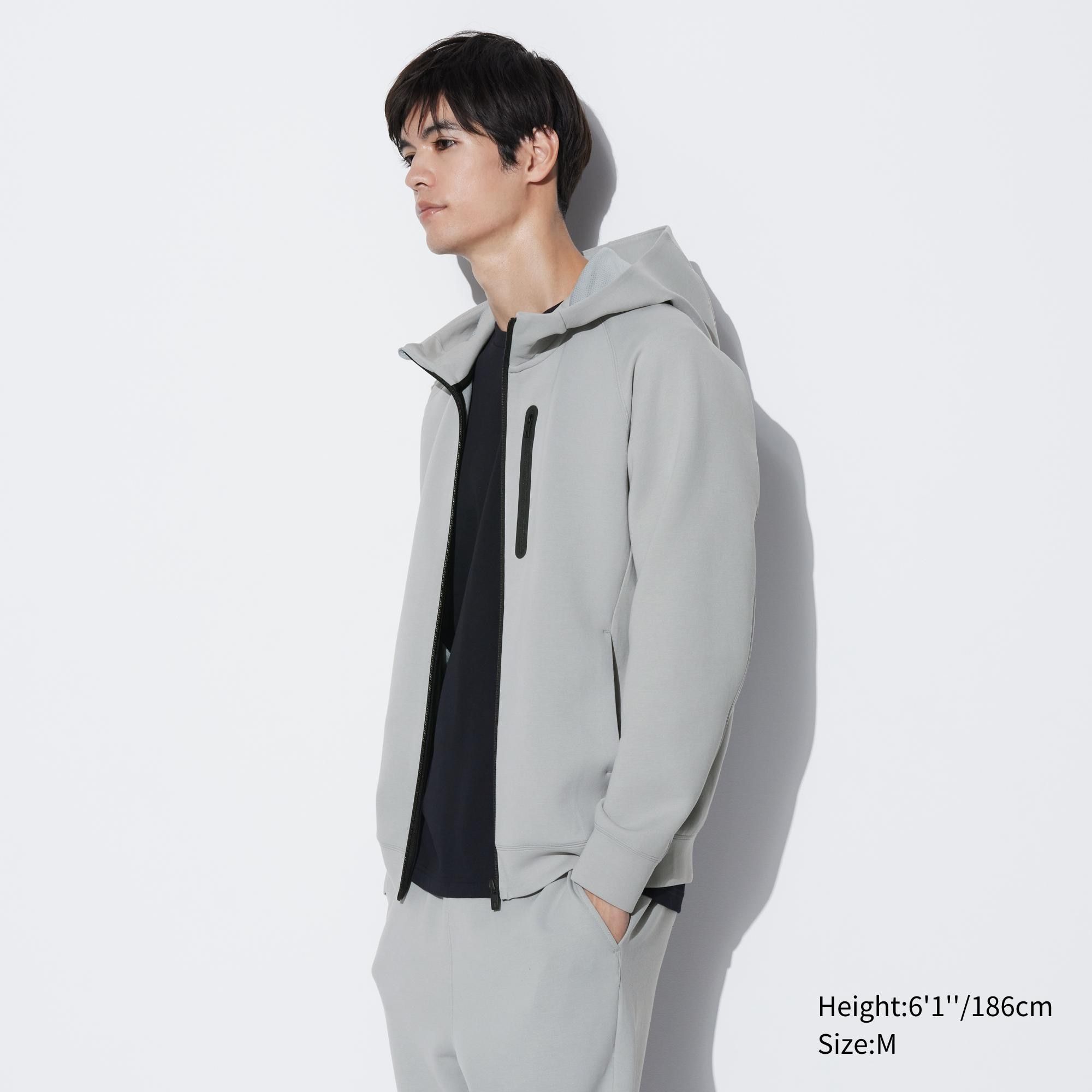 Light Grey Uniqlo Dry Stretch Zipped Hoodie | BYCWT-2370