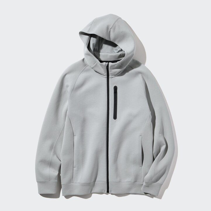 Light Grey Uniqlo Dry Sweat Stretch Zipped Hoodie | KTRNI-0394