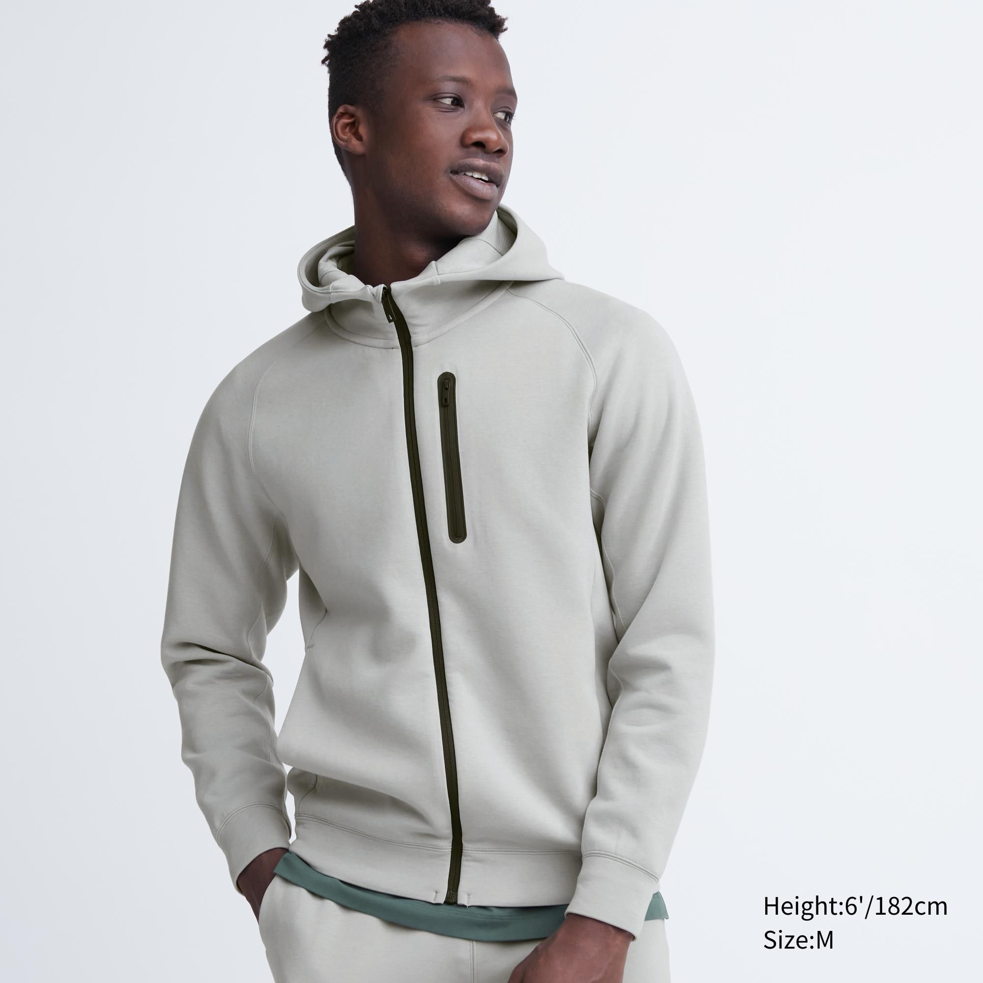 Light Grey Uniqlo Dry Sweat Stretch Zipped Hoodie | KTRNI-0394