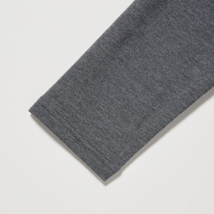 Light Grey Uniqlo Heattech Extra Warm Cotton Scoop Neck Long Sleeved Thermal Top | RPETJ-2897