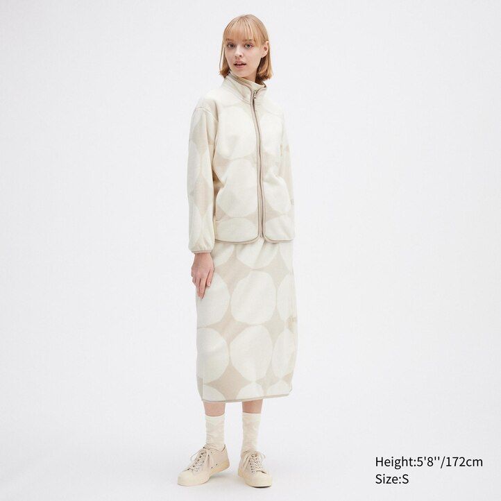Light Grey Uniqlo Printed Fleece Jacket | WKOIN-3264