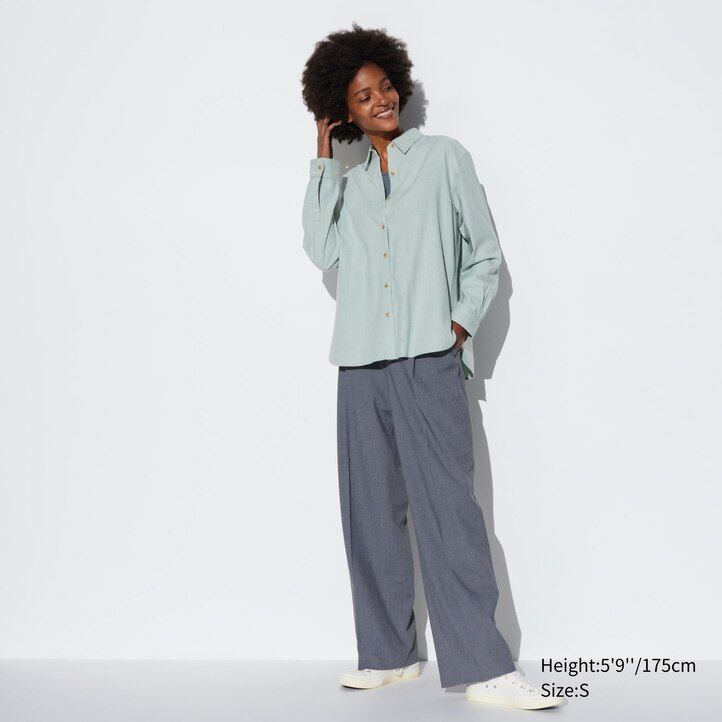 Light Grey Uniqlo Soft Brushed Long Sleeved Shirt | HRBJT-0481