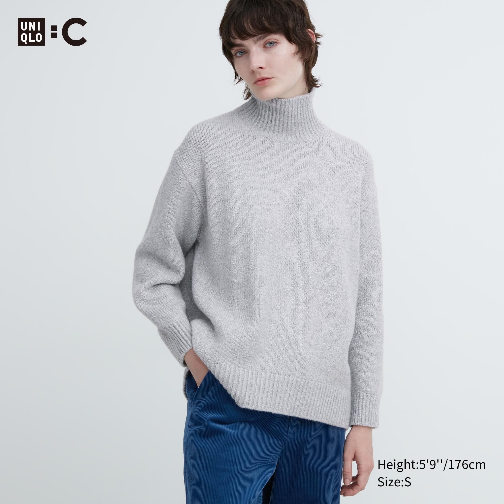 Light Grey Uniqlo Soft Knit High Neck Jumper | CHPVG-1495