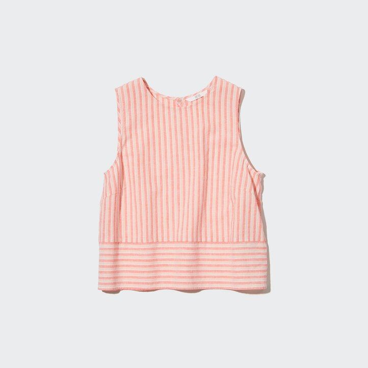 Light Orange Uniqlo Linen Blend Sleeveless Blouse | WPIZV-4829