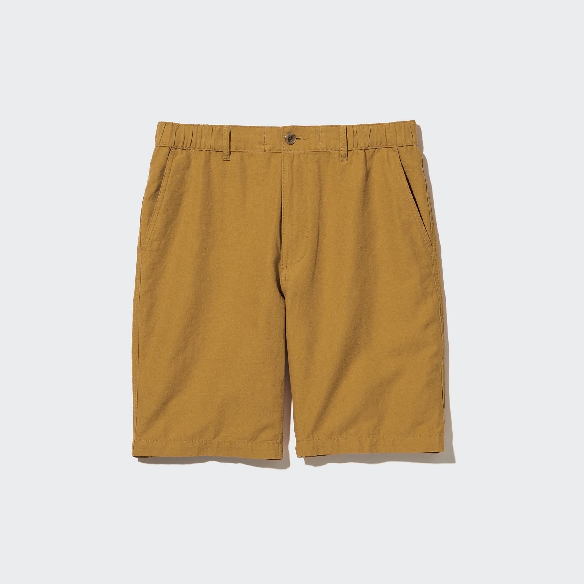 Mustard Uniqlo Linen Blend Shorts | UMSLQ-3105