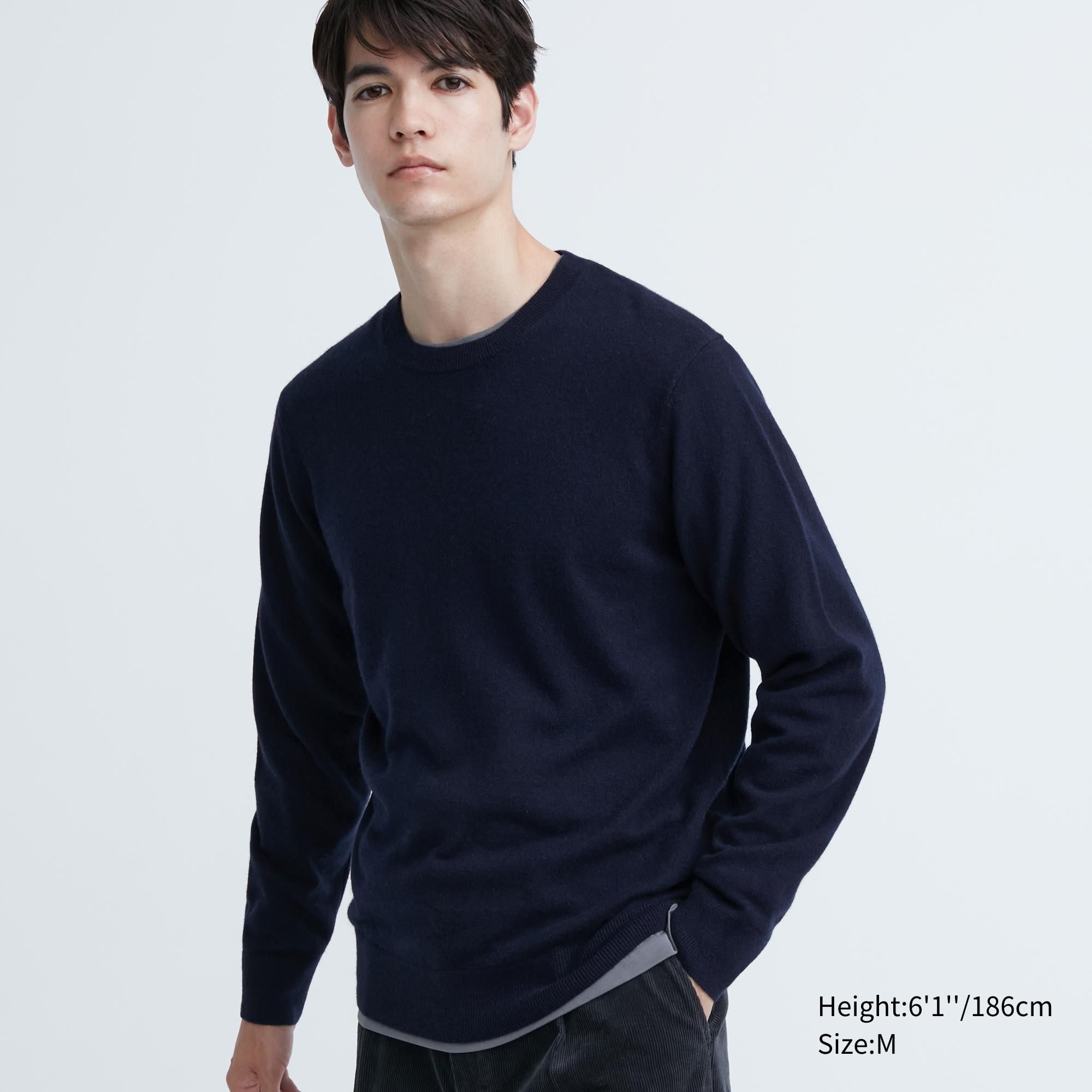 Navy Uniqlo 100pct Cashmere Crew Neck Jumper | EIMWZ-5317