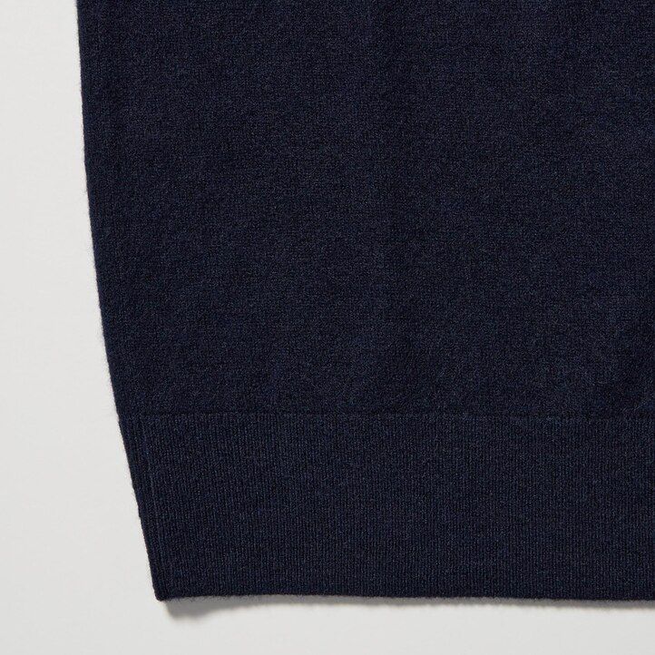 Navy Uniqlo 100pct Cashmere V Neck Jumper | MHRQC-6047