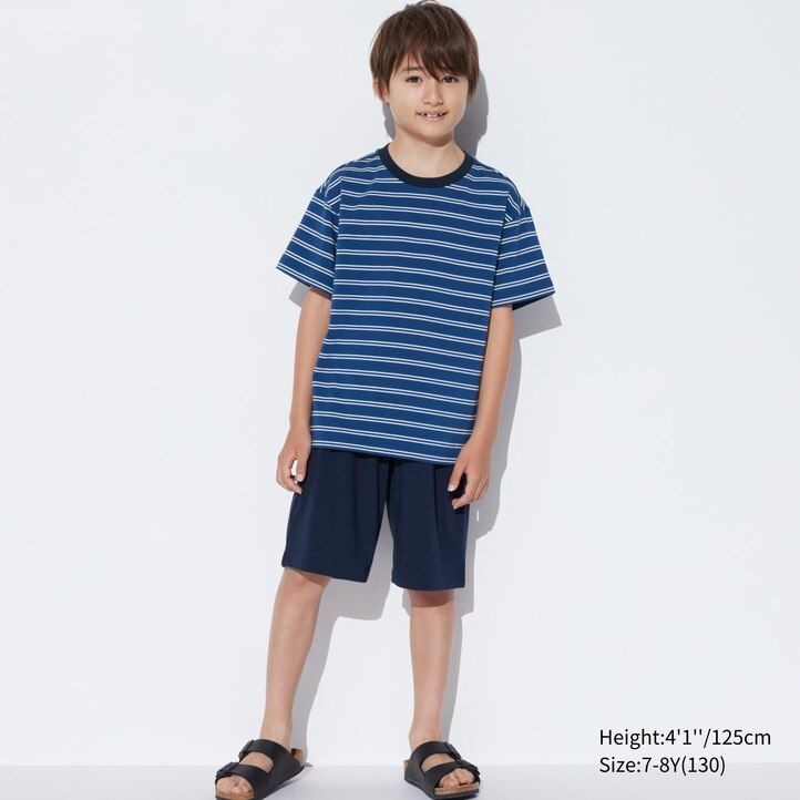 Navy Uniqlo Airism Cotton Blend Striped Lounge Set | CEPDB-2574