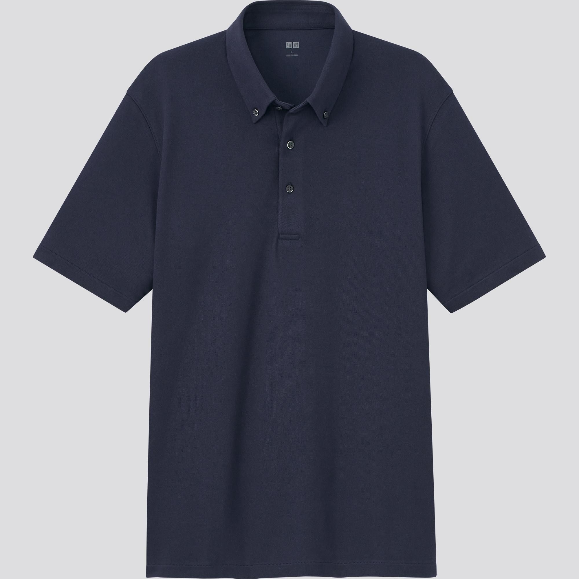 Navy Uniqlo Airism Pique Polo Shirt 2021 Season | NUHCR-4986
