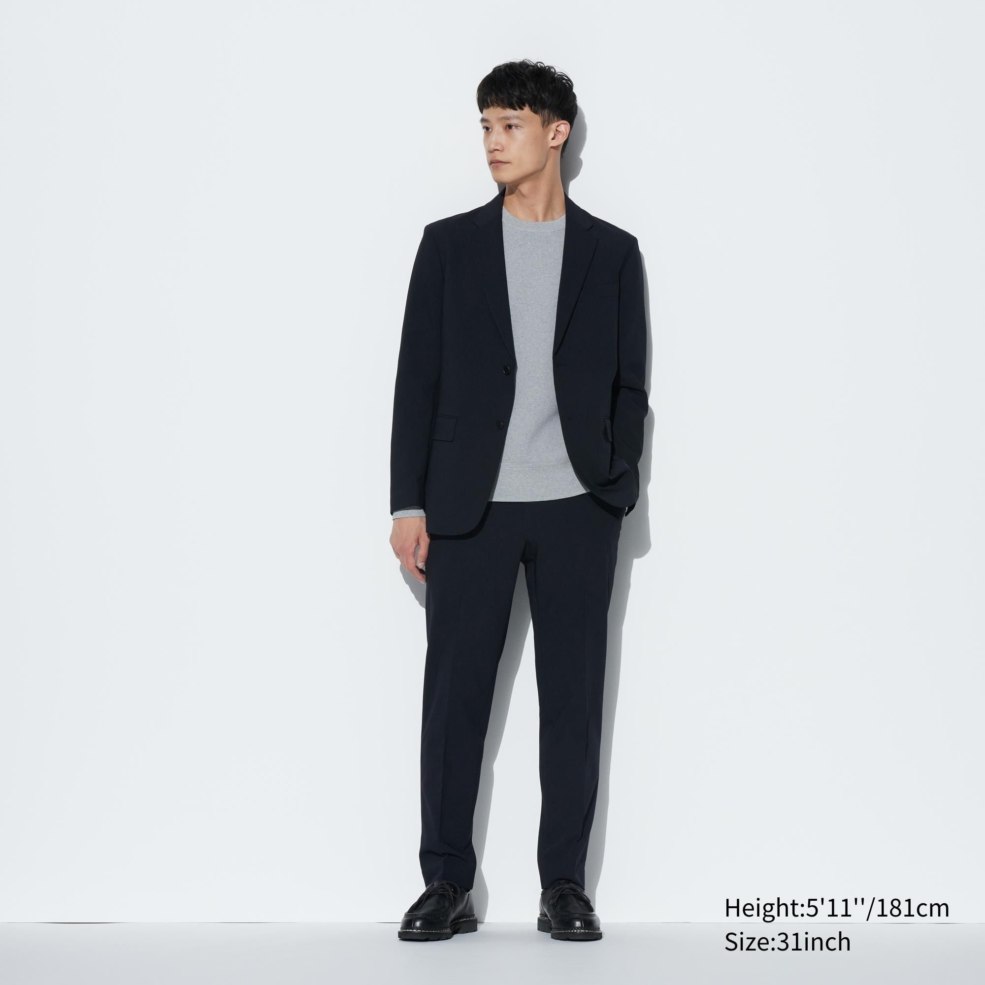 Navy Uniqlo Airsense Ultra Light Wool Look Trousers | MIZQE-1298