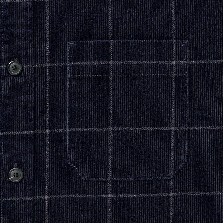 Navy Uniqlo Corduroy Oversized Checked Shirt | XBPQW-2951