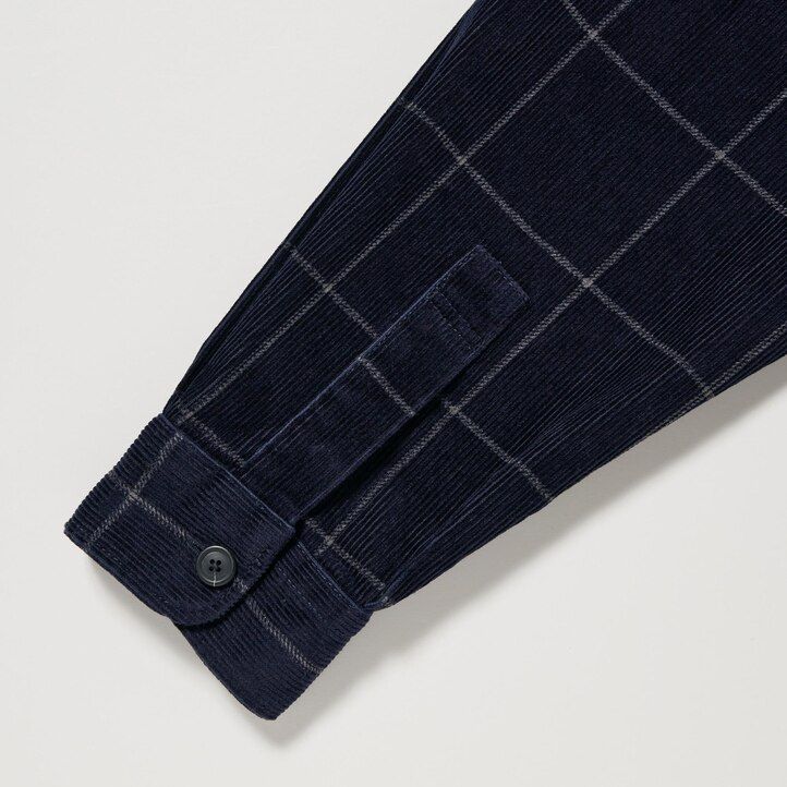 Navy Uniqlo Corduroy Oversized Checked Shirt | XBPQW-2951