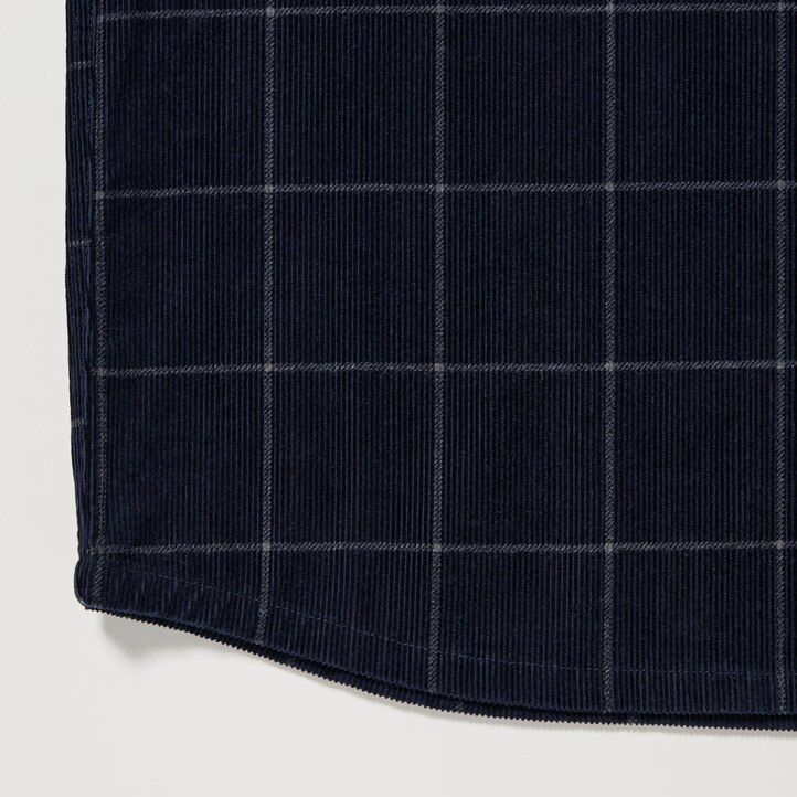 Navy Uniqlo Corduroy Oversized Checked Shirt | XBPQW-2951