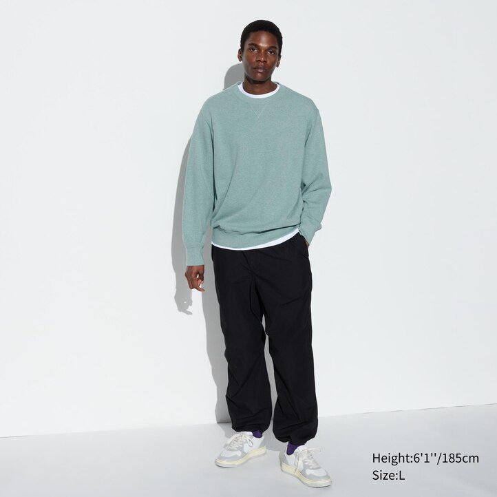 Navy Uniqlo Cotton Crew Neck Sweatshirt | JHVGM-4053