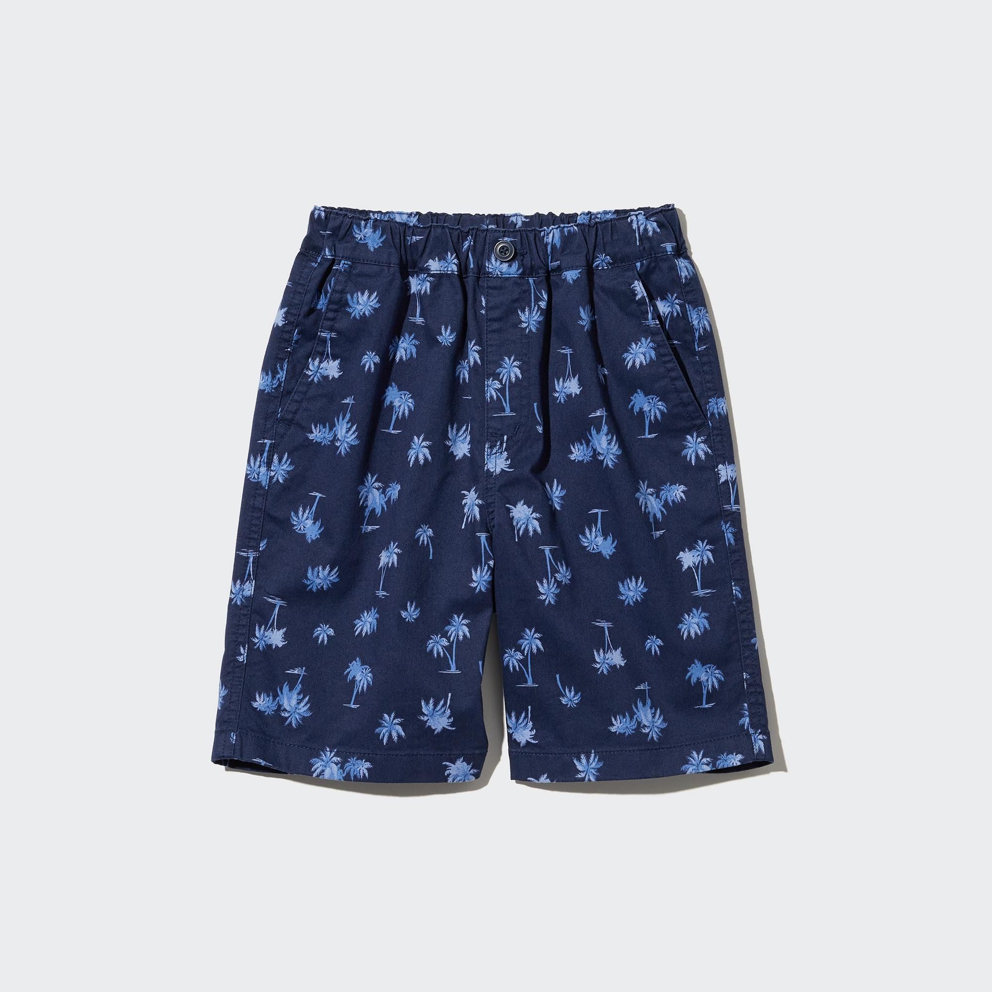 Navy Uniqlo Cotton Stretch Printed Easy Shorts | JWSAG-6042