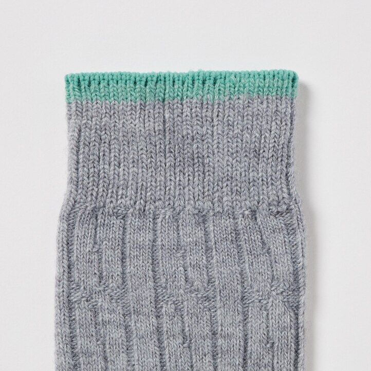 Navy Uniqlo Heattech Cable Knit Thermal Socks | KTUIC-8674