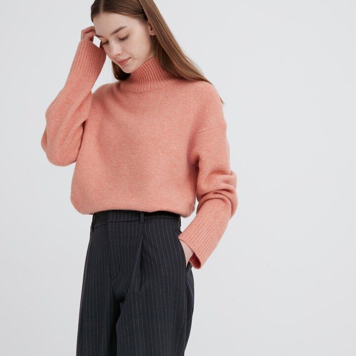 Navy Uniqlo Heattech Striped Pleated Trousers Long | FSXWN-5102