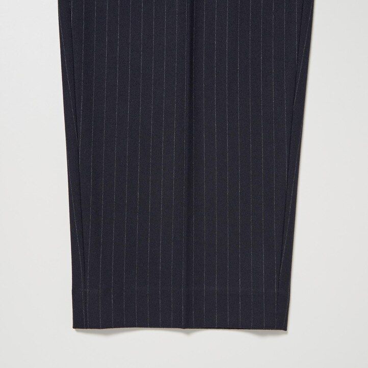 Navy Uniqlo Heattech Striped Pleated Trousers Long | FSXWN-5102