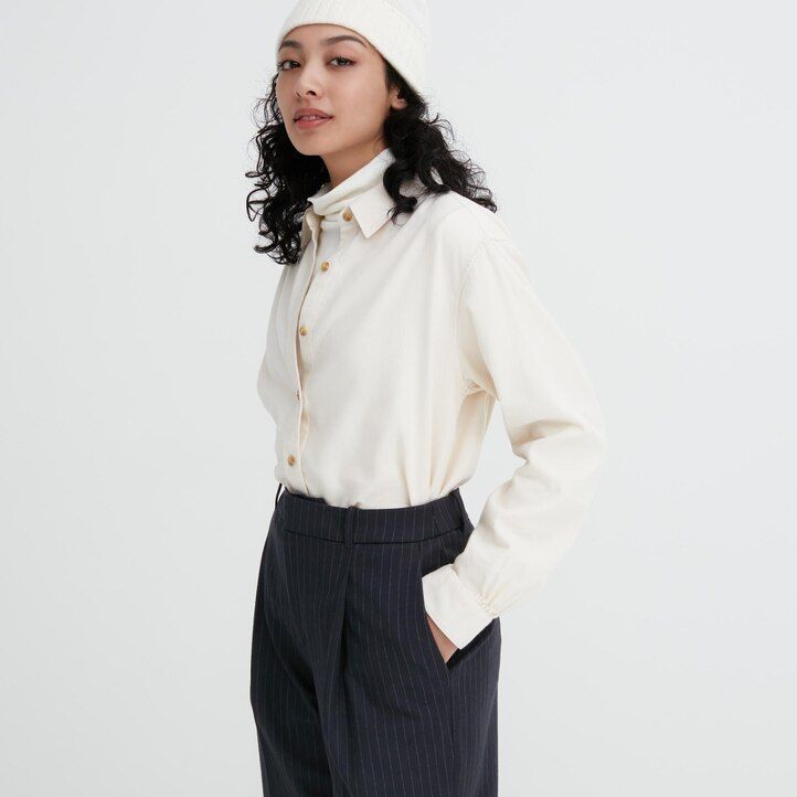 Navy Uniqlo Heattech Striped Pleated Trousers | TFOXL-5308