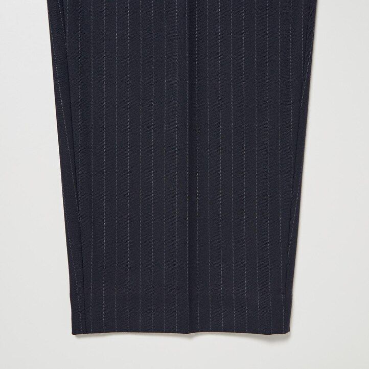Navy Uniqlo Heattech Striped Pleated Trousers | TFOXL-5308