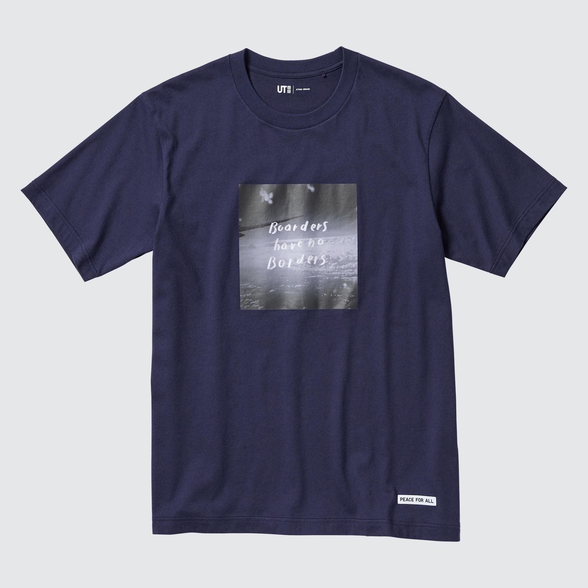 Navy Uniqlo Peace For All Graphic T-Shirt Ayumu Hirano | HIFZV-8275