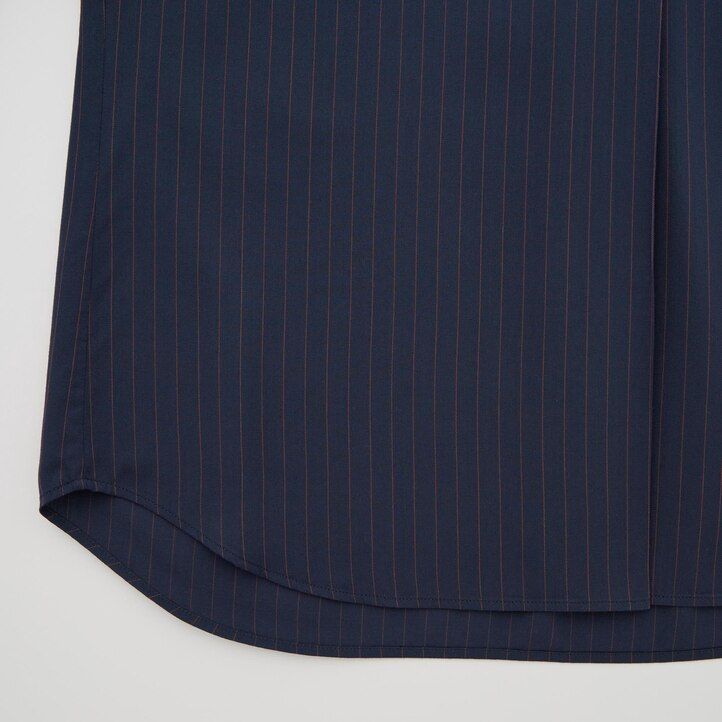 Navy Uniqlo Rayon Striped Skipper Collar 34 Sleeved Blouse | ZTPOD-5679