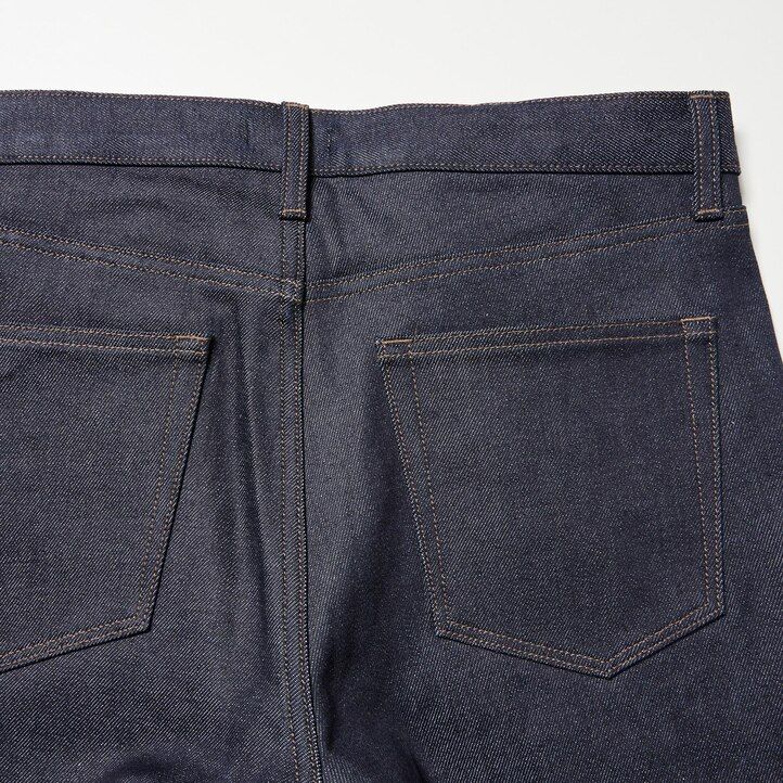 Navy Uniqlo Selvedge Stretch Slim Fit Jeans | QEUMT-8153