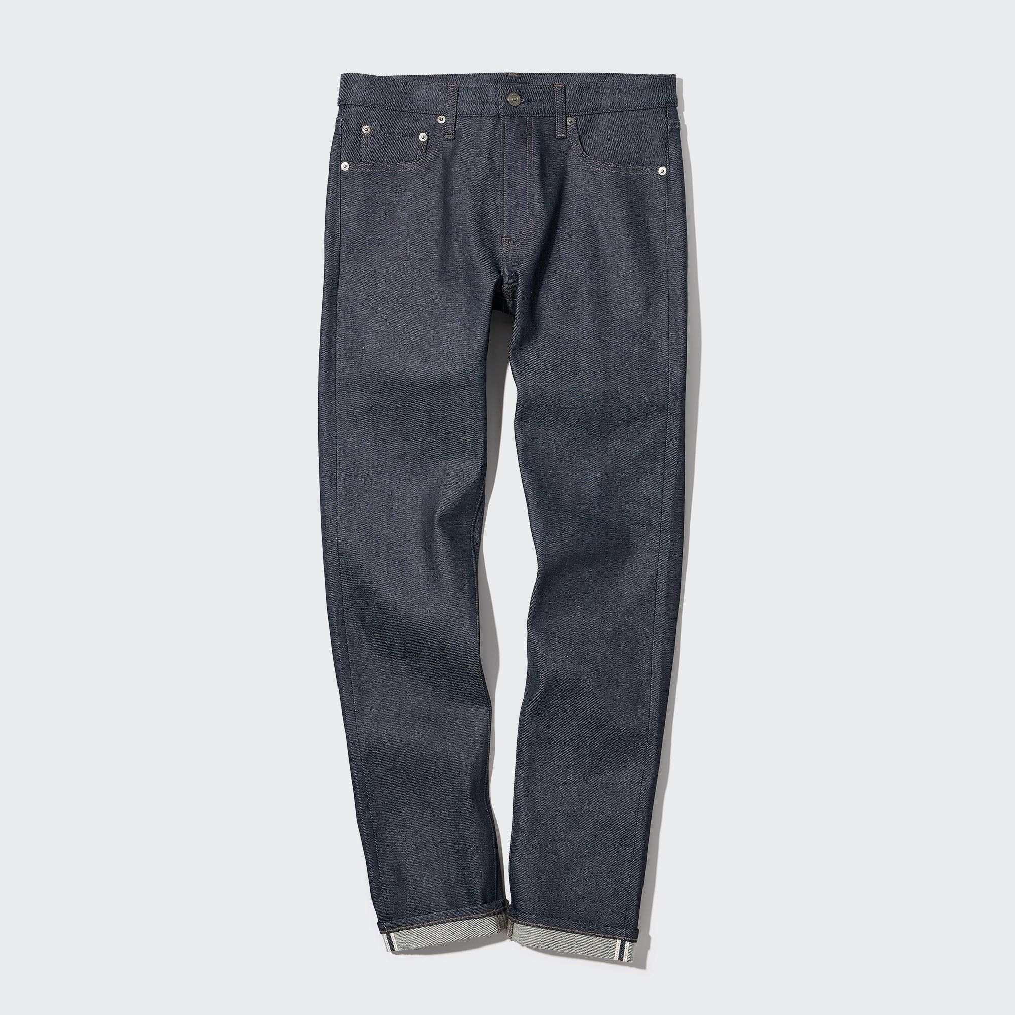 Navy Uniqlo Selvedge Stretch Slim Fit Jeans | QEUMT-8153