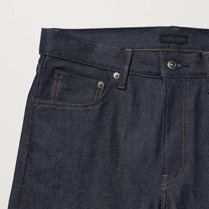 Navy Uniqlo Selvedge Stretch Slim Fit Jeans | YBEVD-0872