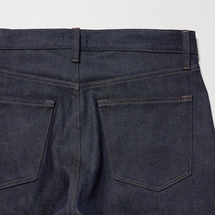 Navy Uniqlo Selvedge Stretch Slim Fit Jeans | YBEVD-0872