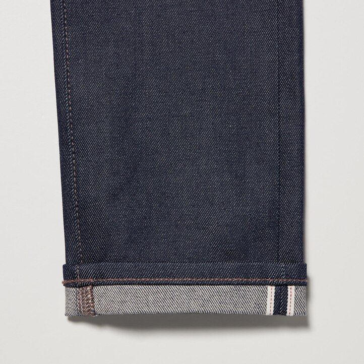 Navy Uniqlo Selvedge Stretch Slim Fit Jeans | YBEVD-0872