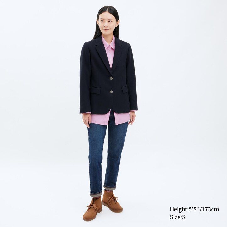 Navy Uniqlo Single Breasted Jacket | LGJHW-7125