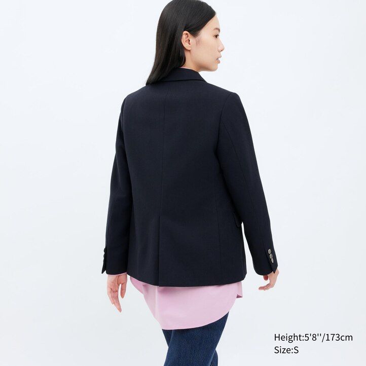 Navy Uniqlo Single Breasted Jacket | LGJHW-7125