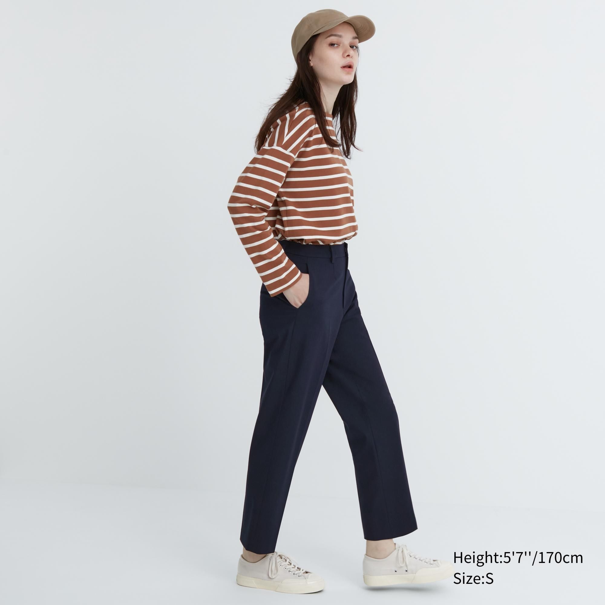 Navy Uniqlo Smart Ankle Length Trousers | SZDTL-7309