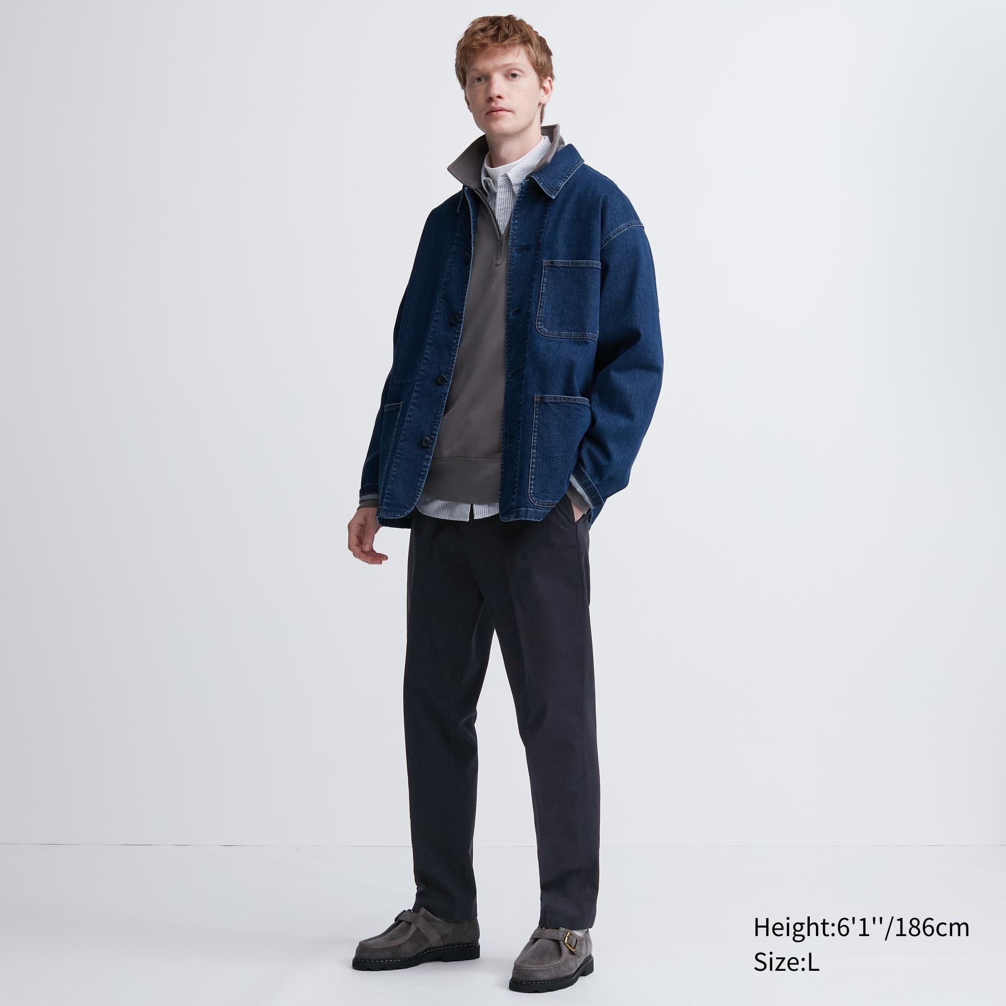 Navy Uniqlo Smart Cotton Ankle Length Trousers Long | JNUAH-3692