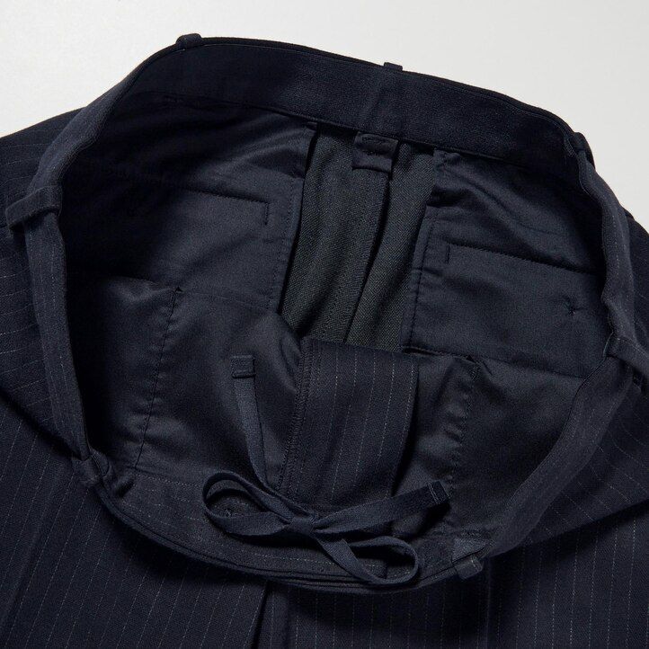 Navy Uniqlo Smart Striped Ankle Length Trousers | PFZWK-5819