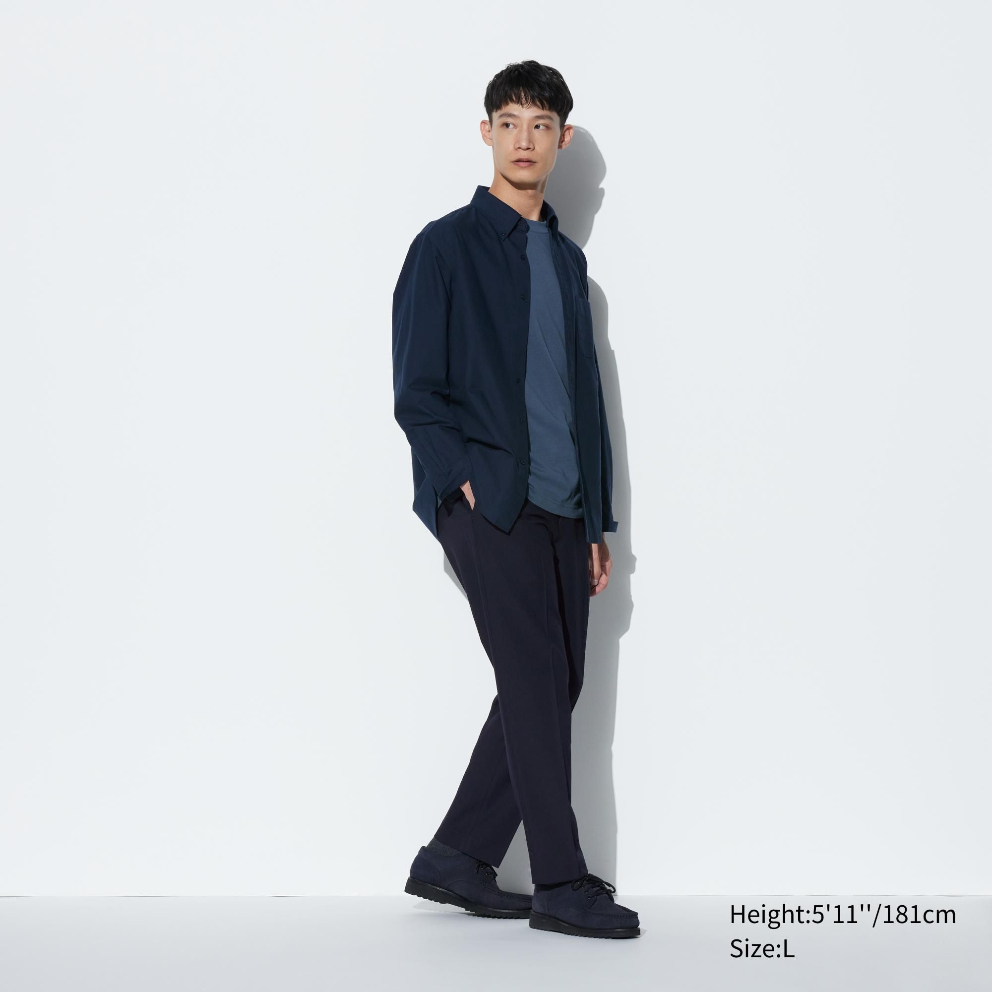 Navy Uniqlo Smart Wool Like Ankle Length Trousers | KJZVB-4562