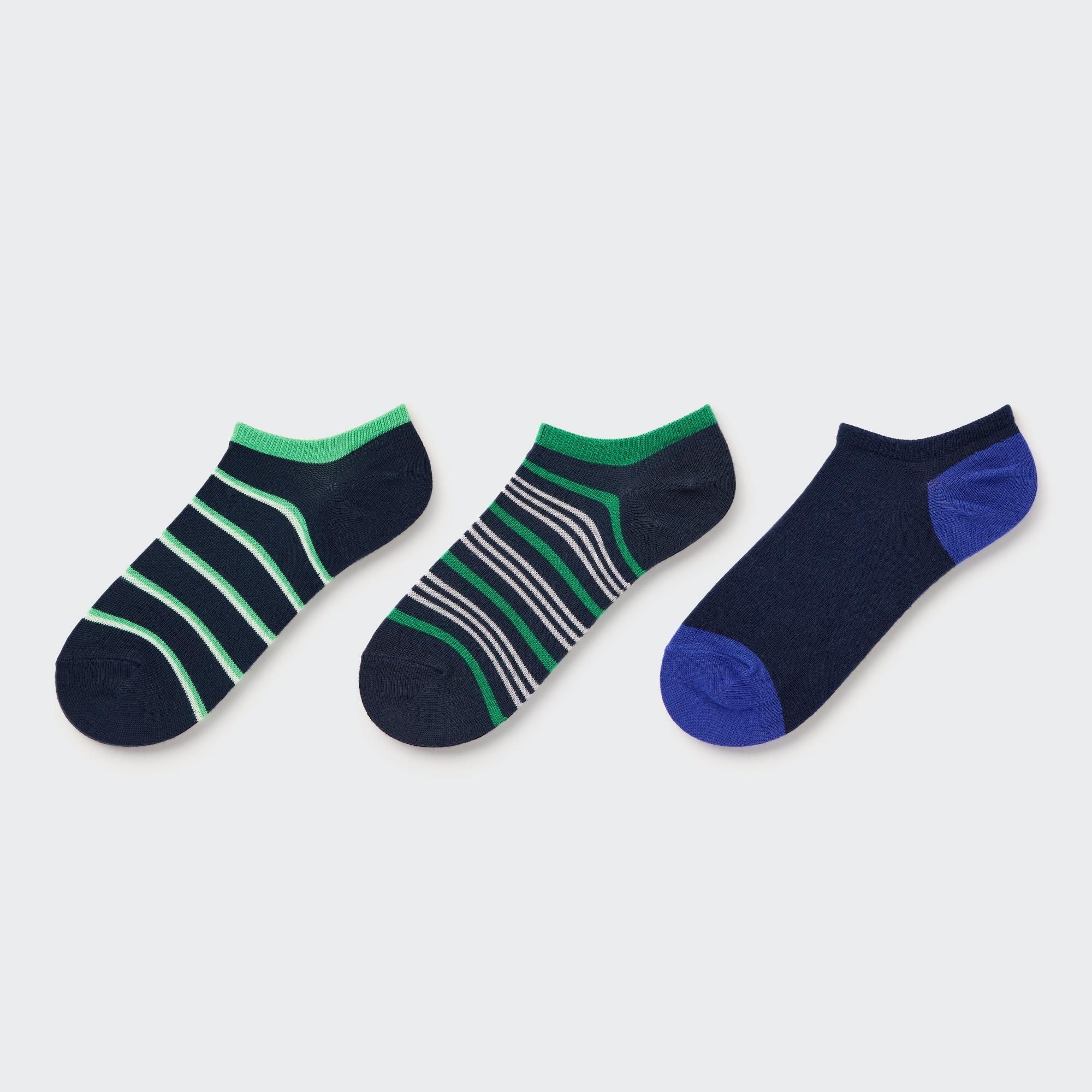 Navy Uniqlo Striped Short Socks Three Pairs | YBNWK-2173