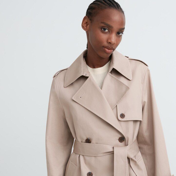 Navy Uniqlo Trench Coat | HTBIF-8931