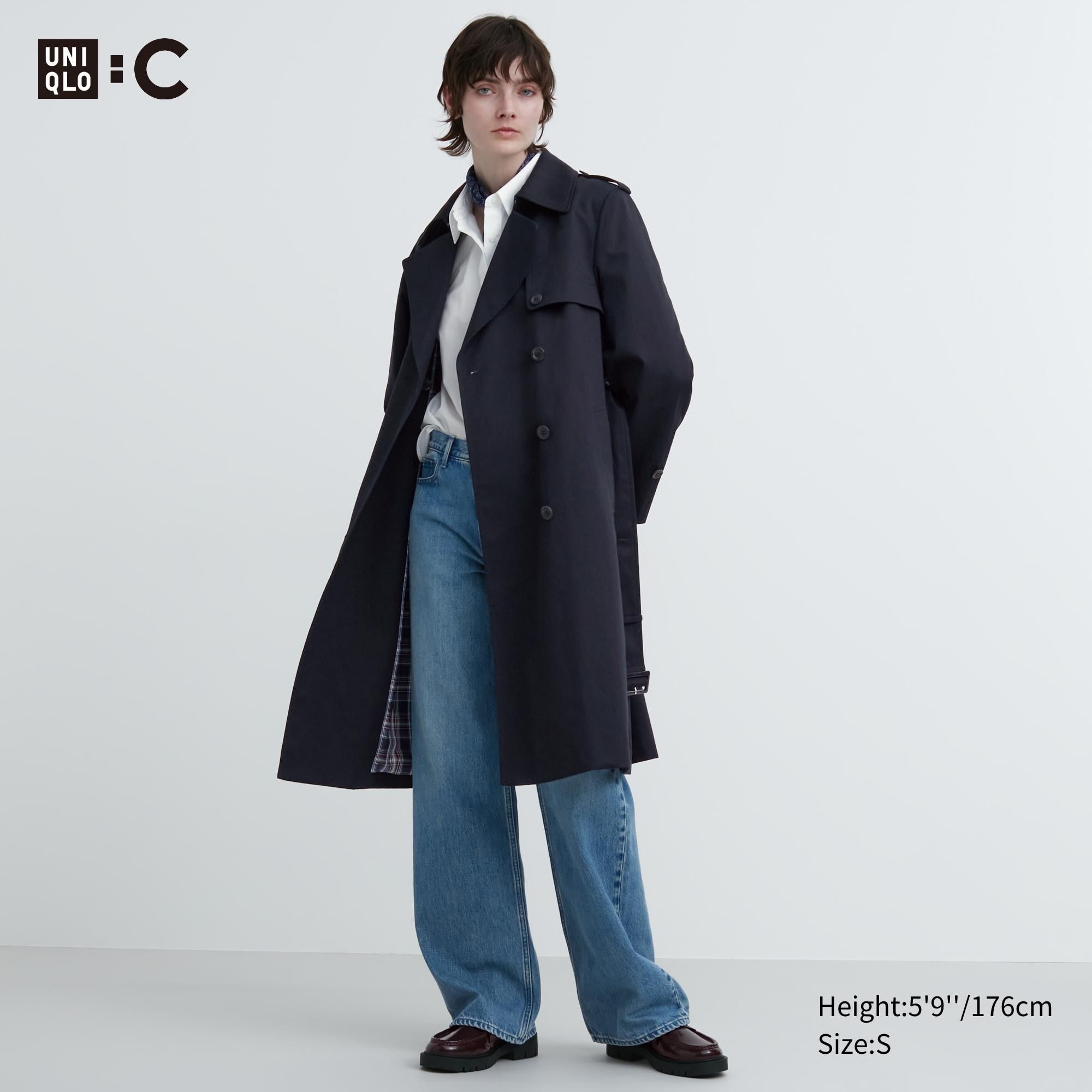 Navy Uniqlo Trench Coat | HTBIF-8931