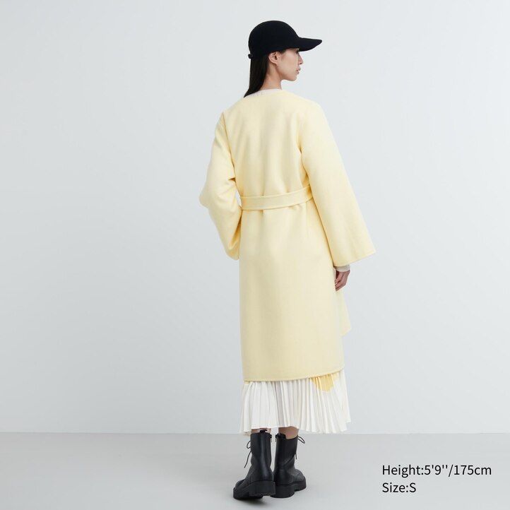 Navy Uniqlo Wool Blend Wrap Coat | AKXPY-6980