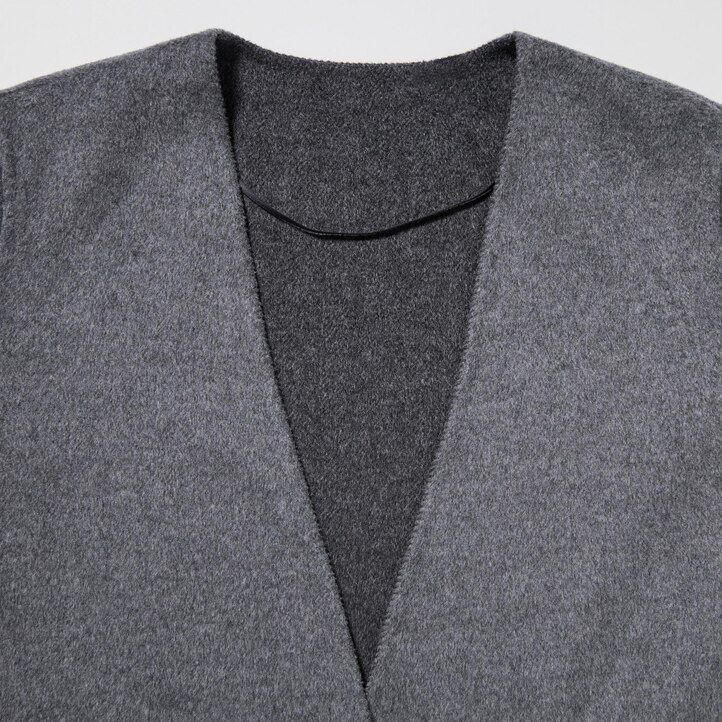Navy Uniqlo Wool Blend Wrap Coat | AKXPY-6980